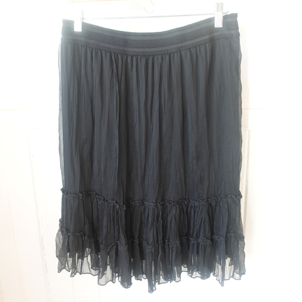 Metrowear Skirt Womens Medium Black Tiered Sheer Ruffle Whimsigoth Witchy Mini‎